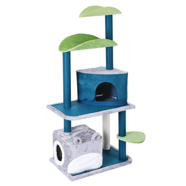 Cheap Safety Deluxe Cat Climbing Frame Tree Multi Level With Cave Scratching Posts M size 61*41*132cm for sale