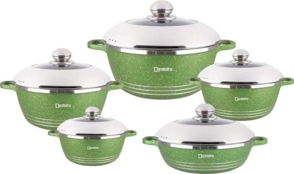 Cheap 10pcs New Design Die-casting Non Stick Aluminum Cookware Sets Soup Pot for sale