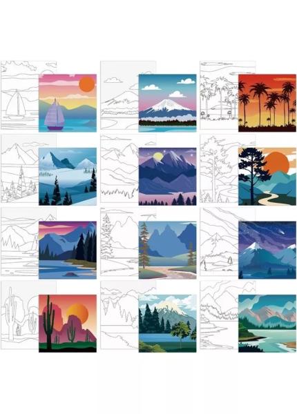Cheap Matte Finish Landscape Paint By Numbers Canvas With Wooden Frame for sale