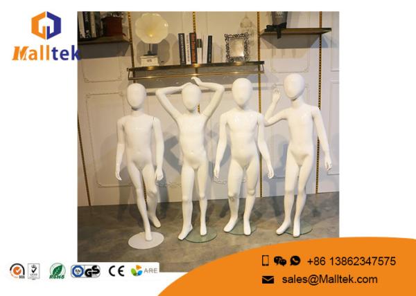 Cheap FRP Fiberglass Mannequins , Full Body Gloss White Color Child Mannequin for sale