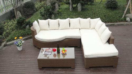 Cheap Home Lounge Sofa With Pillow , Synthetic Rattan Sleeper Sofa Bed for sale