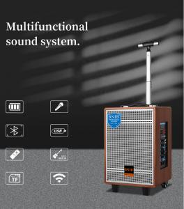 Best ISO Wooden Wireless Speakers 10 Inch Active Portable Speakers With Microphone wholesale