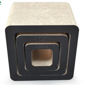 Solid Corner Cat Scratcher , Cardboard Cat Scratcher Cube Enclosing Catnip