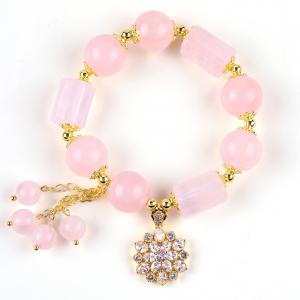 Best 12MM 14MM Pink Rose Quartz Crystal Bead Bracelet Healing Gemstone Bracelets wholesale