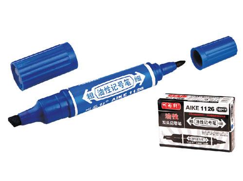 Cheap logo printed double head permanent pen,double tip permanent marker for sale