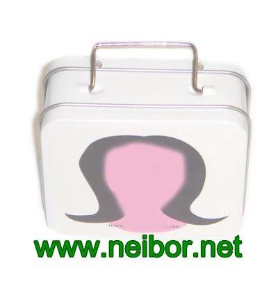 Cheap mini size wedding favor suitcase tin box with hang tag and custom label for sale
