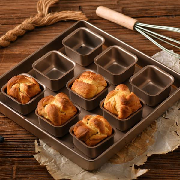 Cheap Customized Square Cupcake Mold Mini Non-Stick Small Toast Mold for sale