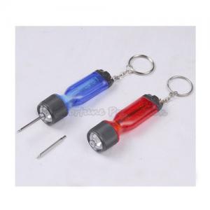 China Promotional printed logo led torch flashlight keychain keyrings with screwdriver gift on sale