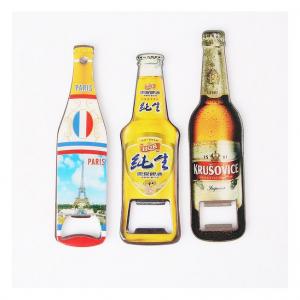 Best Custom Cheap Promotion Gift Beer Brand Bottle Shape Beer Bottle Opener Fridge Magnet, Print Logo with Epoxy wholesale