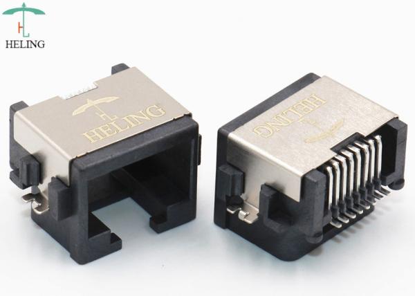 Cheap SMT Offset / Overhangs PCB RJ45 Jack , Modular Network RJ45 PCB Connector for sale