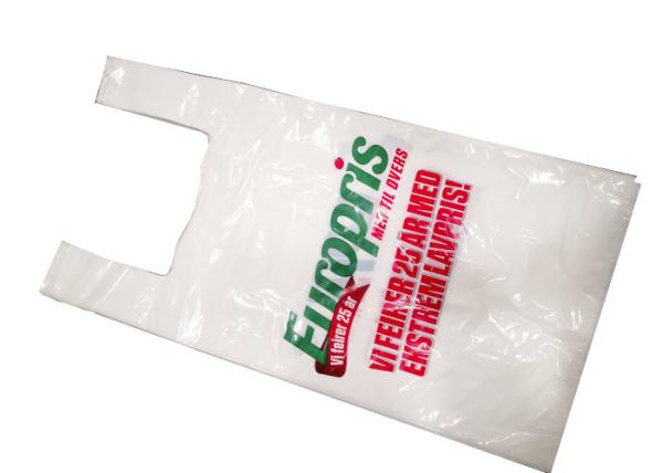 Cheap Reusable Heavy Duty Poly LDPE / HDPE T-shirt Vest Carrier Shopping Bags Singlet Grocery Check-out Bags for sale