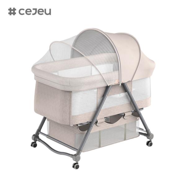 Cheap CJ-BJJ-001 Adjustable height baby cradle Adjustable height baby cradle bed Crib with cradle300D linen cloth four colors for sale