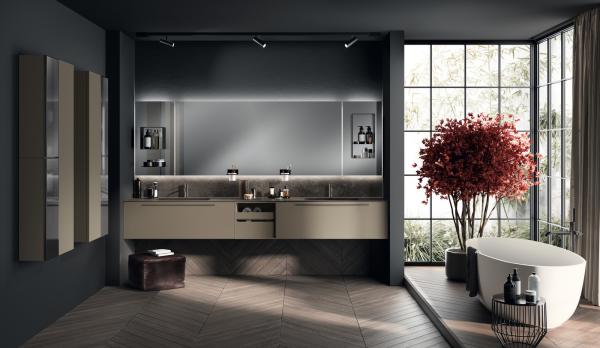 Cheap Beige Brown Customized Bathroom Modern Double Sink Bathroom Cabinet for sale