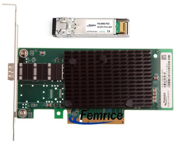 Cheap Femrice 10G 1 Port Gigabit Ethernet Server And Workstation Application Server Interface Card With SFP-10G-SR Module for sale