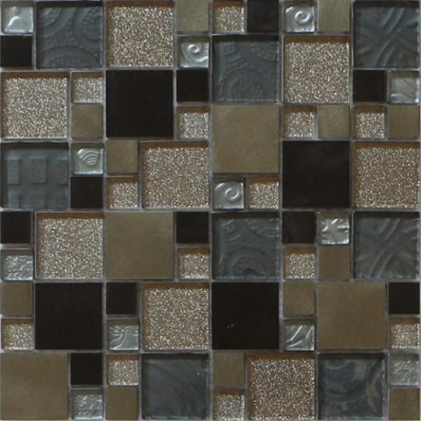 Cheap Gliter with small piece crystal glass mix metal mosaic puzzle pattern for sale