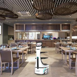 Dish Delivery Self Charging Robot LCD Screen Hotel Remote Control Robot