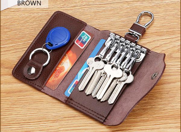 Cheap Cowhide waist key chain household large capacity fashion multi-function car lock key bags for sale