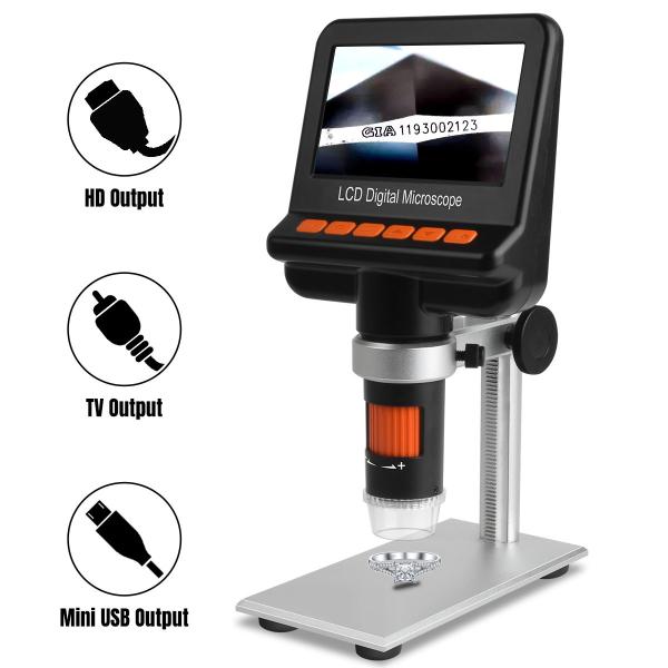 Cheap HDMI 1200x Electronic Digital Microscope Camera With Display 12MP Polarizer for sale