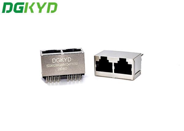 Cheap Modular 180 Degree 1X2 Ethernet RJ45 Connector for sale
