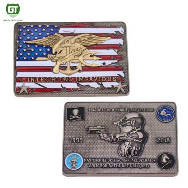Cheap Square Shape 3D Design Challenge Coin with translucent color filling for sale
