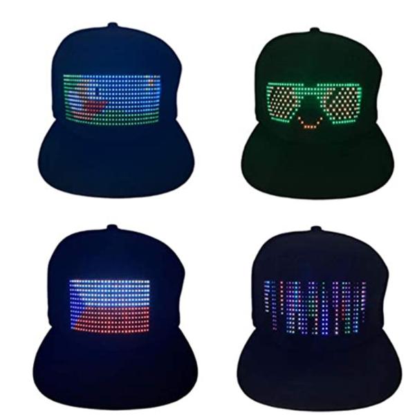 Cheap Black Bluetooth LED Hat With Display Programmable Mobile App Control for sale