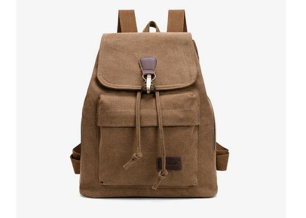 Cheap High Durability Canvas High School Backpacks With Leather Decorative Straps for sale