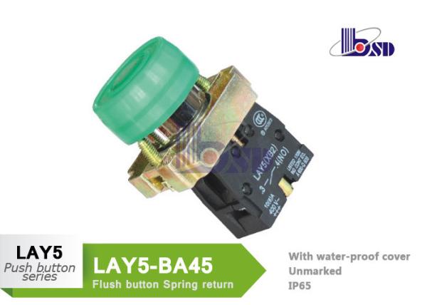 Cheap LAY5（XB2）-BP31 green color spring return flat button push button swithes，With water-proof cover,Unmarked,IP65 for sale