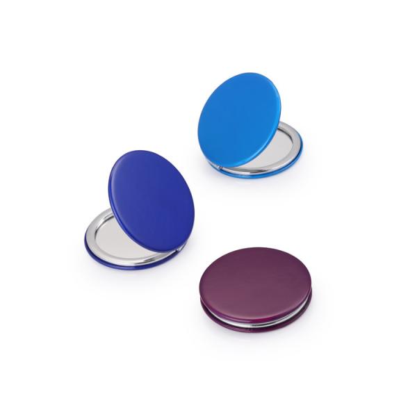 Cheap Customized Round PU Pocket Mirror Compact Cosmetic Mirror With 1X/2X Magnification for sale
