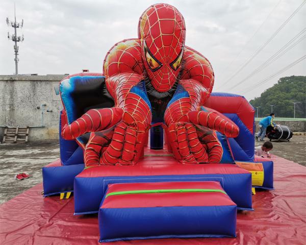 Cheap Commercial Spiderman Inflatable Bouncy Castle Slide Full Printing Combi Bouncer for sale
