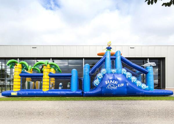 Cheap Giant Crazy Inflatable Obstacle Race Blue Color For Kids And Adults for sale
