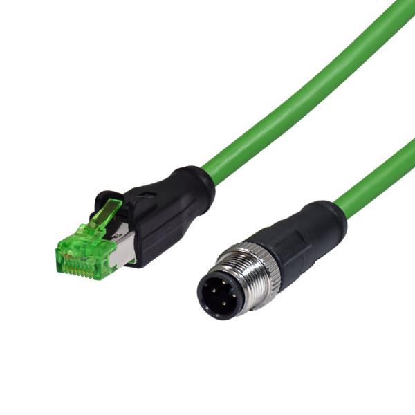 Cheap Waterproof M12 D-Coded Cirtular To RJ45 Ethernet Cable RJ45 Patch Cord With M12 Connector for sale