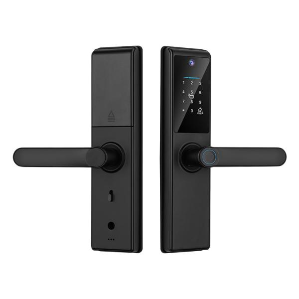Cheap Tuya Smart Door Lock With Camera Fingerprint Key Card Passcode For Hotels for sale