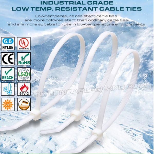 Low Temperature Resistant Cable Tie -40°C, 150x3.6mm Cold-Resistant Cable Tie Nylon 6.6 for Cold Environments