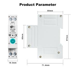 Tuya WiFi Smart Circuit Breaker Switch Single Phase Metering Over Current Remote Mobile Control Timer multiple functions