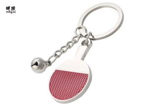 China Billiards Design Metal Key Ring With Racket And Ball , Customized Color on sale