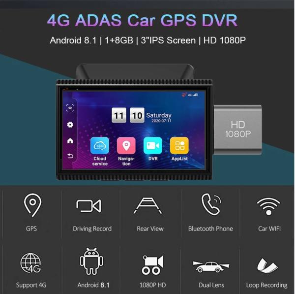 Cheap Android IPS 4G Car DVR Built In GPS Navigator WIFI Remote Monitoring Video Recorder for sale