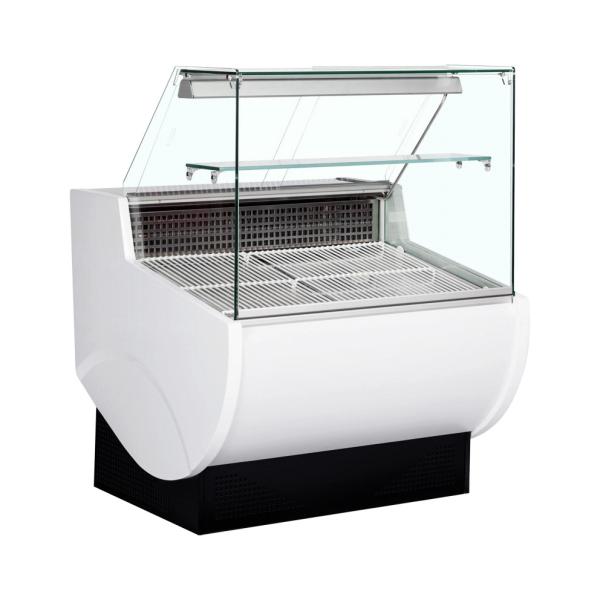 Cheap Slim Design Deli Display Fridge Refrigerated Meat Showcase Counter With Back Storage Cabinets for sale