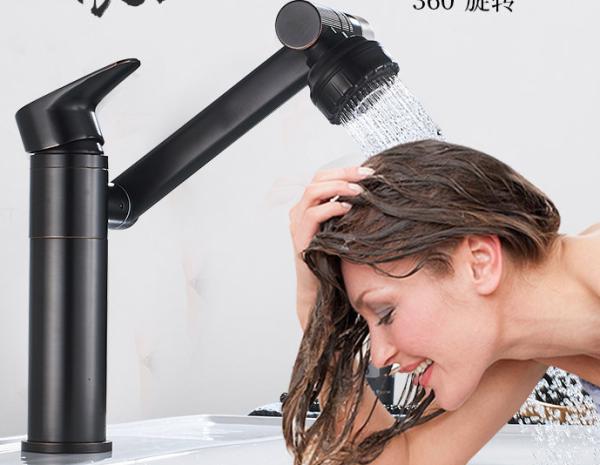 Cheap Swivel Rotate Black Mechanical Crane 360Degree Wash Basin Faucet for sale