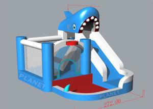 2.72x3.58x2.85mH Inflatable Bounce House Water Slide Shark Shape