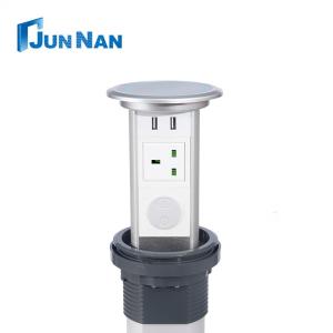 Hidden Pop-Up Desktop USB Charger Socket Tabletop Wireless Electrical Accessory US UK Plug