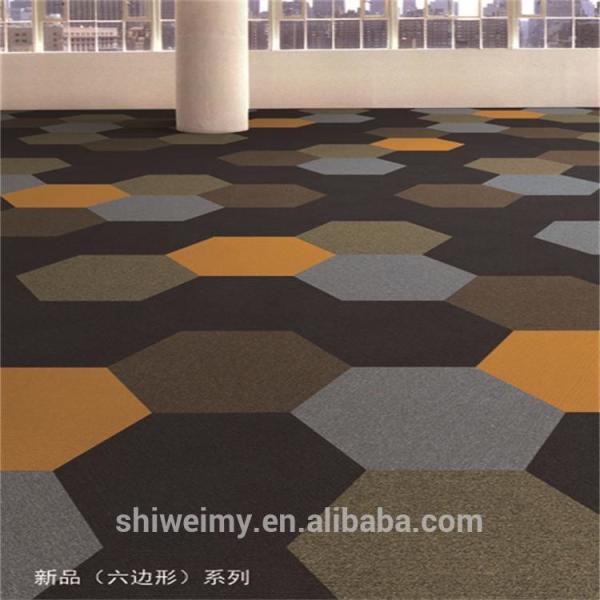 Cheap New style plain design nylon hexagon shape honeycomb carpet tile for sale