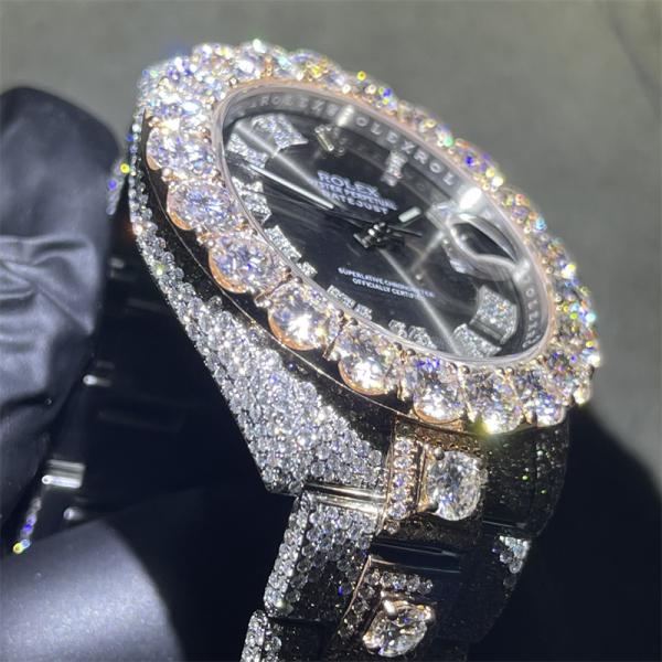 Cheap 30 Carats Moissanite Bust Down Watch Lab Diamond Watch Mechanical Lab Diamond for sale