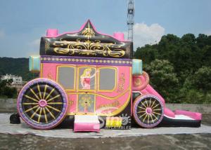 Best Princess Carriage Inflatable Bouncy Castles With Lead Free PVC Tarpaulin Material wholesale