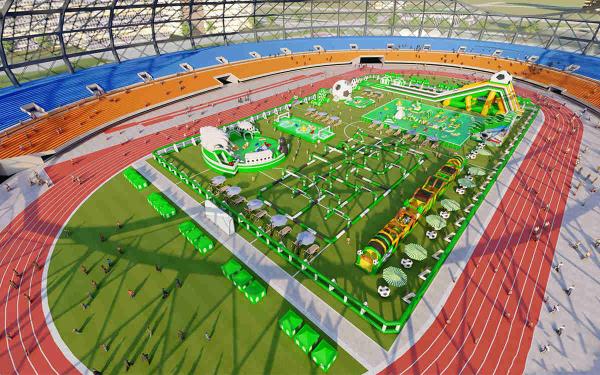 Cheap World Cup Football Inflatable Water Park Swimming Pool Playground for sale