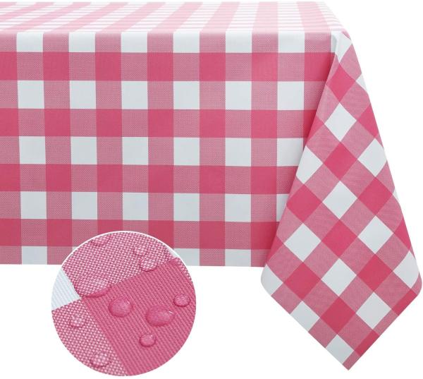 Cheap Party Pink Gingham Birthday Rectangle Desk Disposable Table Cloths Covers for sale
