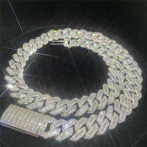 Best Two Rows Real VVS Moissanite Cuban Link Miami Baguette Cuban Link wholesale