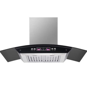 Stainless Steel Glass Arc Kitchen Range Hood Electric Extractor with Low Noise App Control