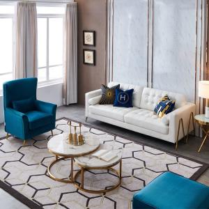 Birch Legs Leather Living Room Sofas PU Italian Design Sofa Sets