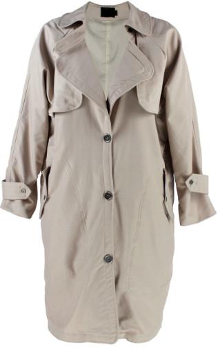 Cheap Large Lapel Off White Cool Womens Coats Long Length With Buttons Closure for sale