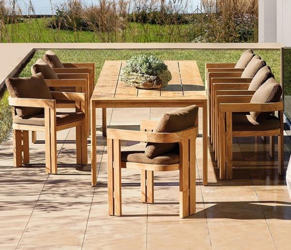 Cheap Nordic Teak Wood Garden Dining Table And Chairs Set for sale